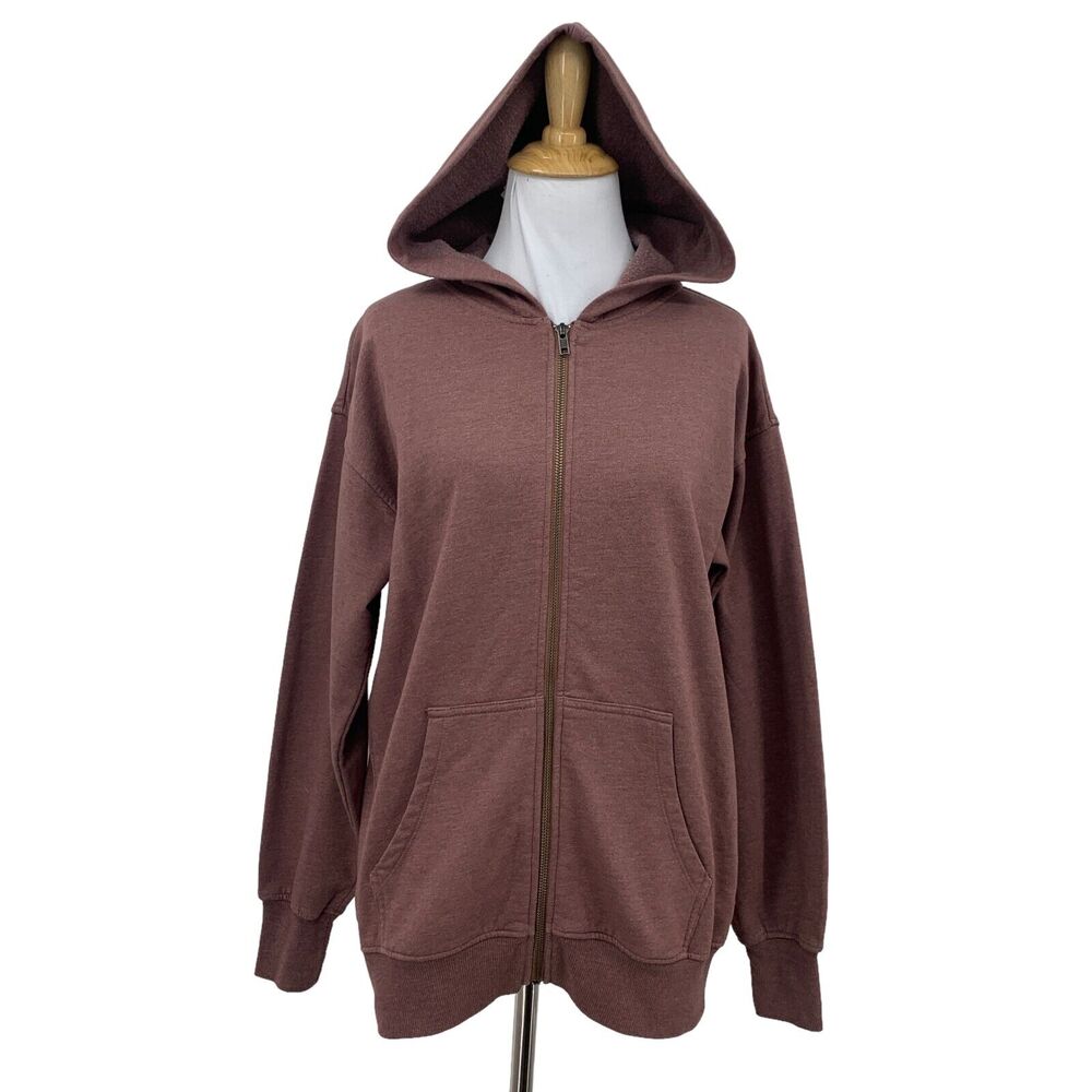 The Commons Sweatshirt Womens L Large Full Zip Boyfriend Hoodie Micro Fleece